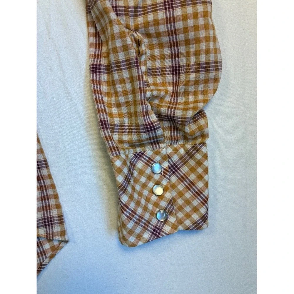 Levi's Men's Orange Plaid Long Sleeve Pearl Snap Casual Button-Up Shirt M